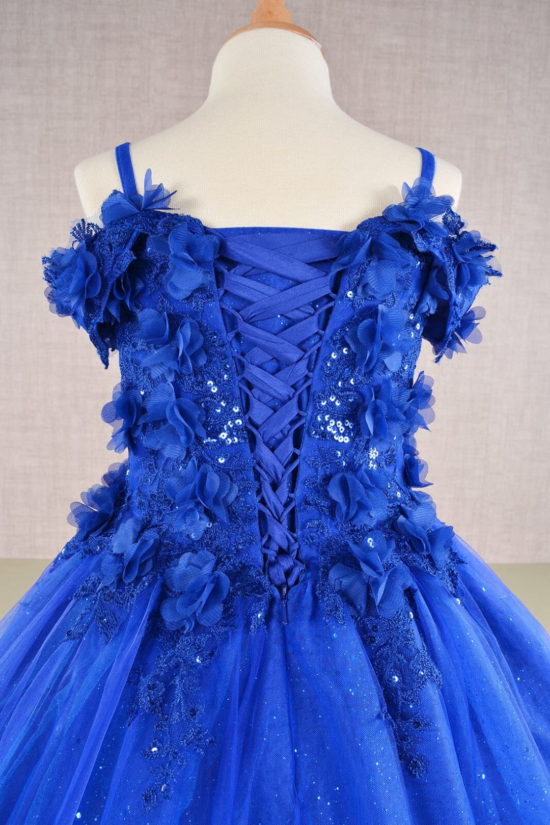 Girls 3D Floral Cold Shoulder Gown by Elizabeth K GK110 - Girls Formal Dresses