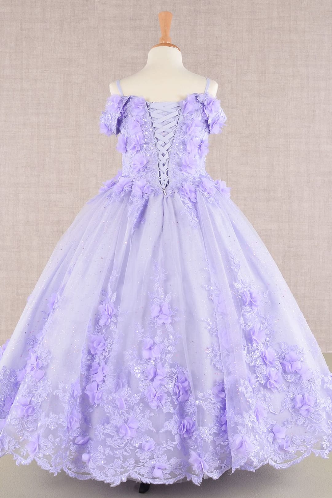 Girls 3D Floral Cold Shoulder Gown by Elizabeth K GK110 - Girls Formal Dresses