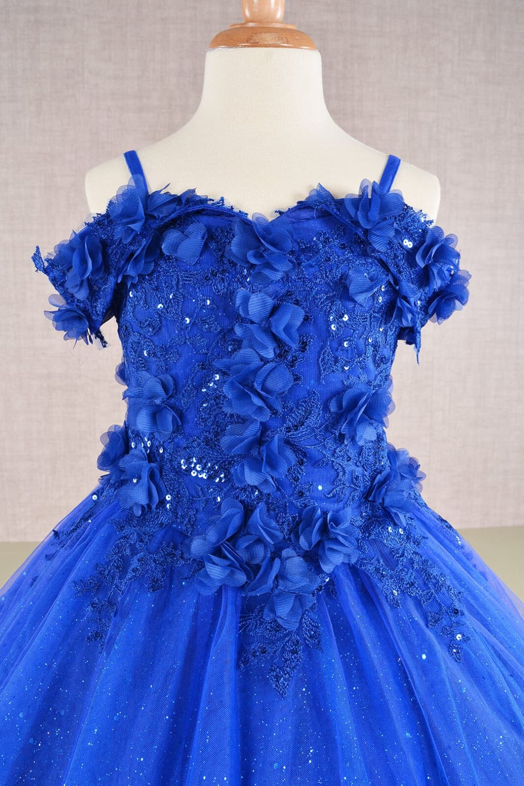 Girls 3D Floral Cold Shoulder Gown by Elizabeth K GK110 - Girls Formal Dresses