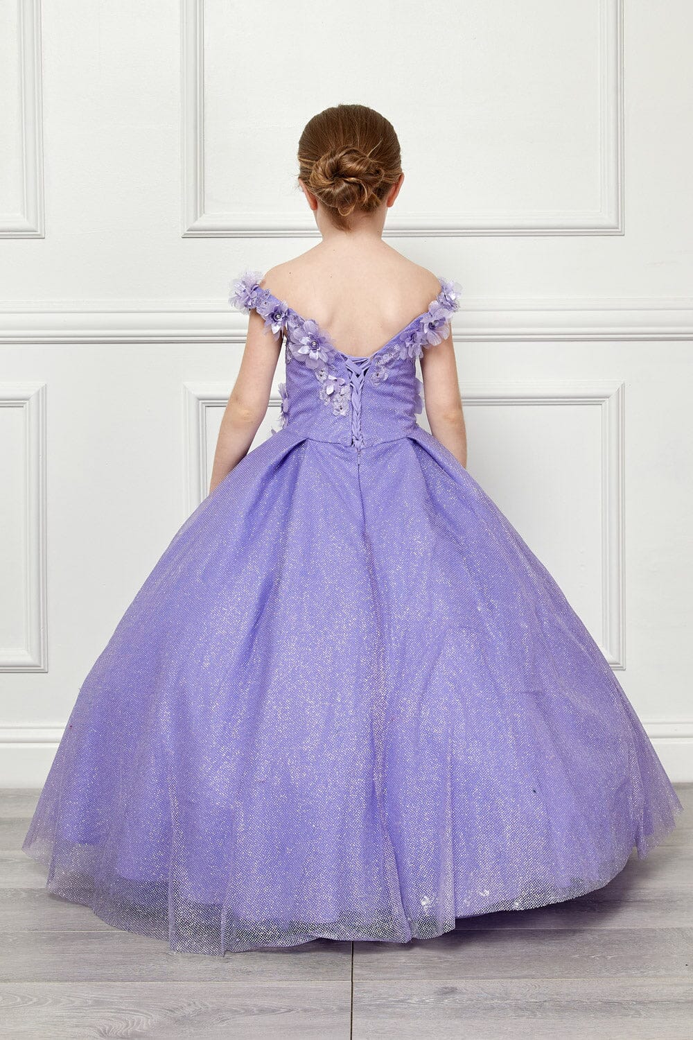Girls 3D Floral Glitter Cloak Ball Gown by Bella Princess PK1002