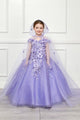 Girls 3D Floral Glitter Cloak Ball Gown by Bella Princess PK1002