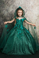 Girls 3D Floral Glitter Cloak Ball Gown by Bella Princess PK1002