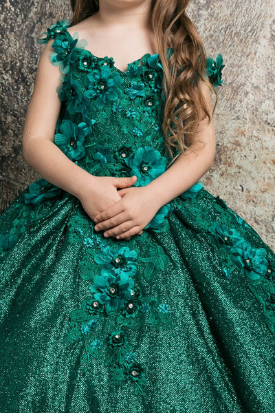 Girls 3D Floral Glitter Cloak Ball Gown by Bella Princess PK1002