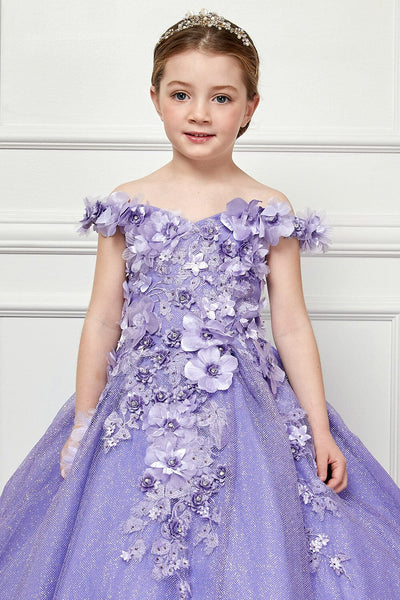 Girls 3D Floral Glitter Cloak Ball Gown by Bella Princess PK1002