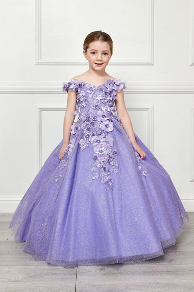 Girls 3D Floral Glitter Cloak Ball Gown by Bella Princess PK1002