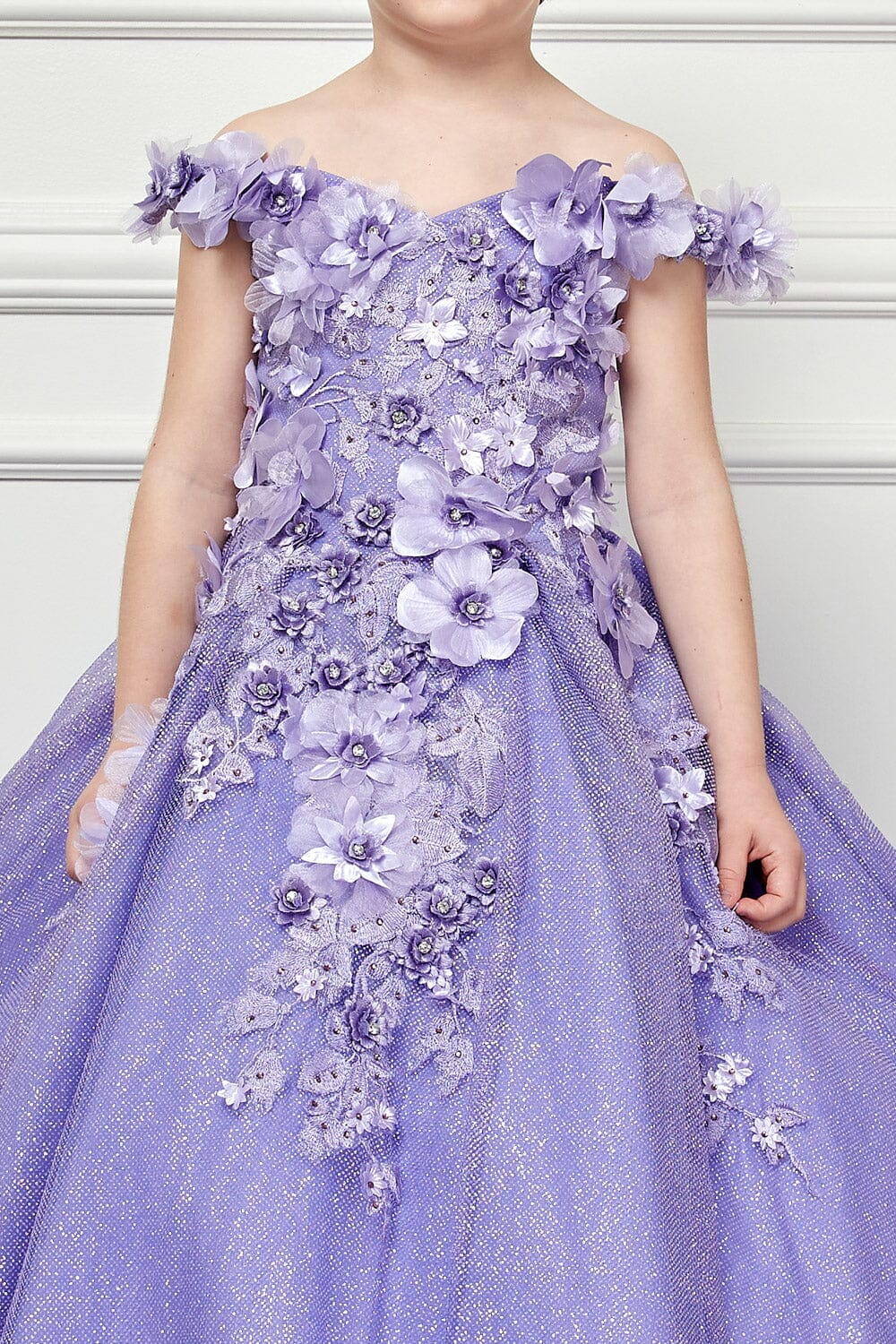 Girls 3D Floral Glitter Cloak Ball Gown by Bella Princess PK1002