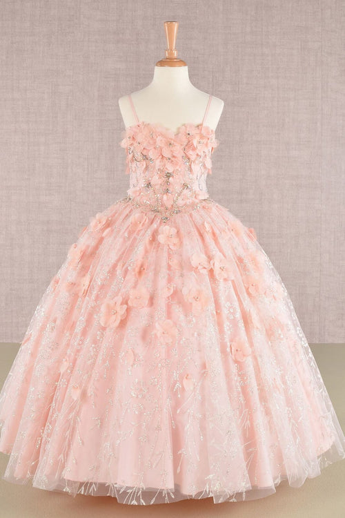 Girls 3D Floral Sleeveless Cloak Gown by Elizabeth K GK105 - Girls Formal Dresses