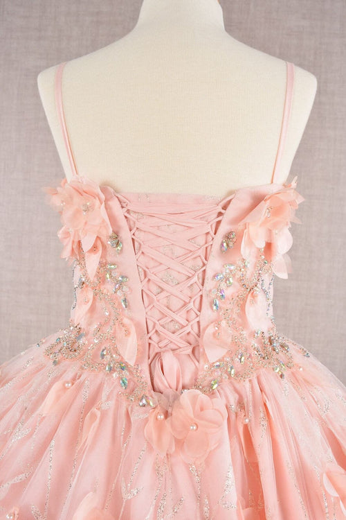 Girls 3D Floral Sleeveless Cloak Gown by Elizabeth K GK105 - Girls Formal Dresses