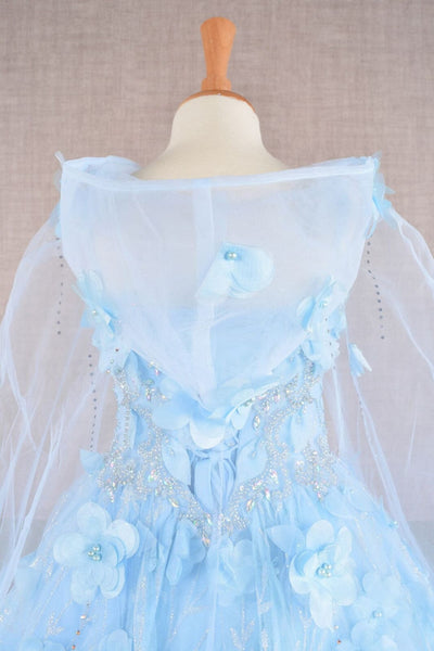 Girls 3D Floral Sleeveless Cloak Gown by Elizabeth K GK105 - Girls Formal Dresses