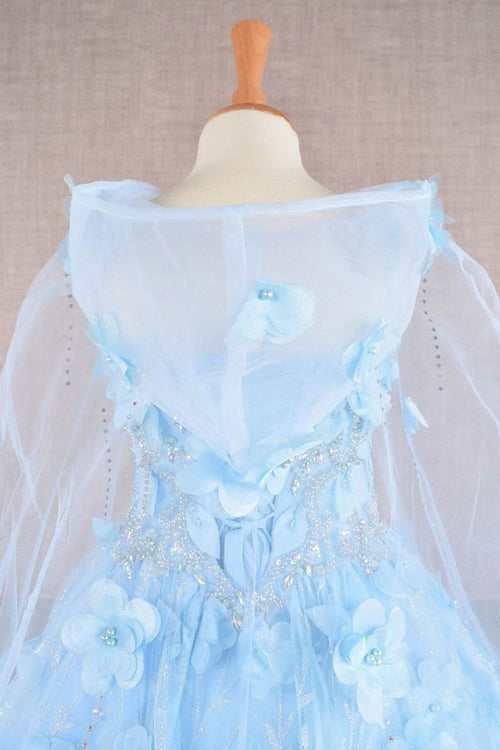 Girls 3D Floral Sleeveless Cloak Gown by Elizabeth K GK105 - Girls Formal Dresses