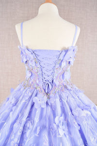 Girls 3D Floral Sleeveless Cloak Gown by Elizabeth K GK105 - Girls Formal Dresses