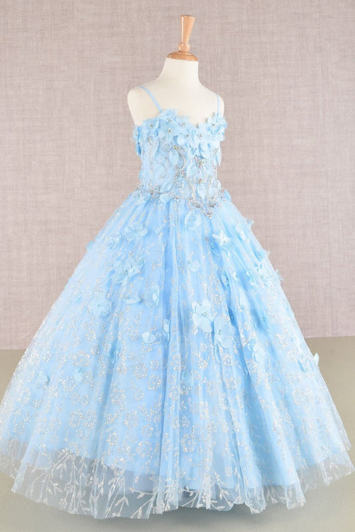 Girls 3D Floral Sleeveless Cloak Gown by Elizabeth K GK105 - Girls Formal Dresses