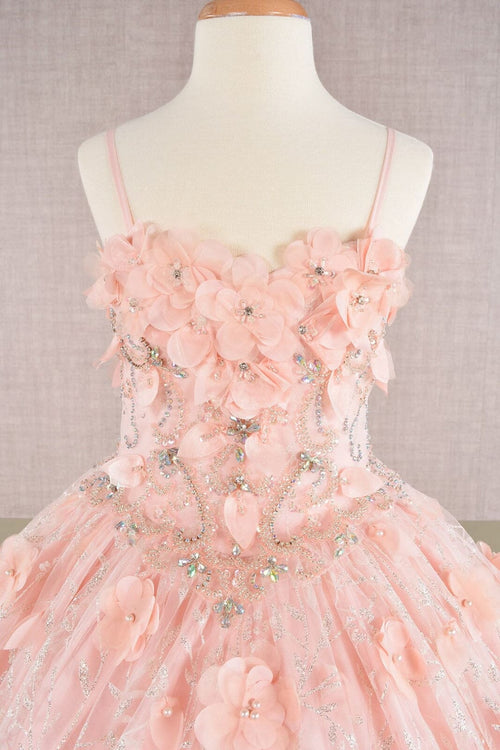 Girls 3D Floral Sleeveless Cloak Gown by Elizabeth K GK105 - Girls Formal Dresses