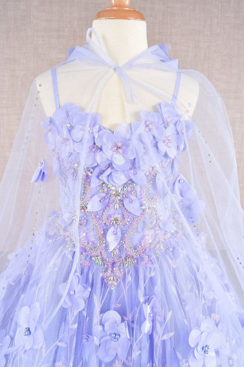 Girls 3D Floral Sleeveless Cloak Gown by Elizabeth K GK105 - Girls Formal Dresses