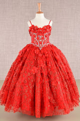 Girls 3D Floral Sleeveless Cloak Gown by Elizabeth K GK105 - Girls Formal Dresses