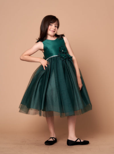 Calla D802 3D Floral Sleeveless Tea-Length Dress