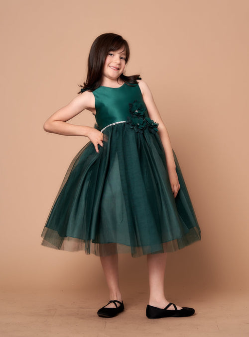 Calla D802 3D Floral Sleeveless Tea-Length Dress