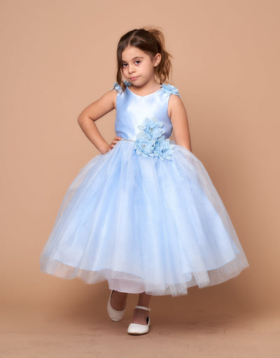 Calla D802 3D Floral Sleeveless Tea-Length Dress