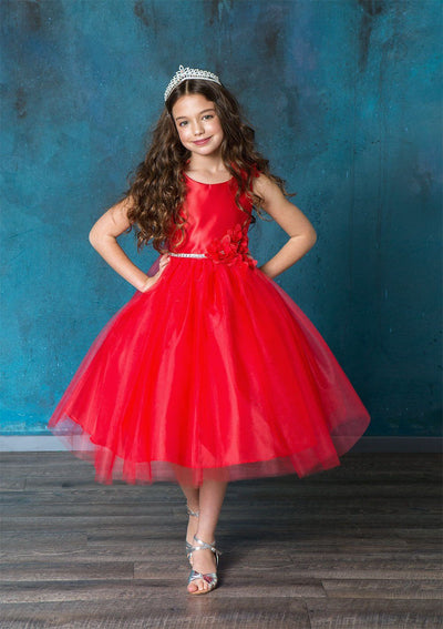 Calla D802 3D Floral Sleeveless Tea-Length Dress