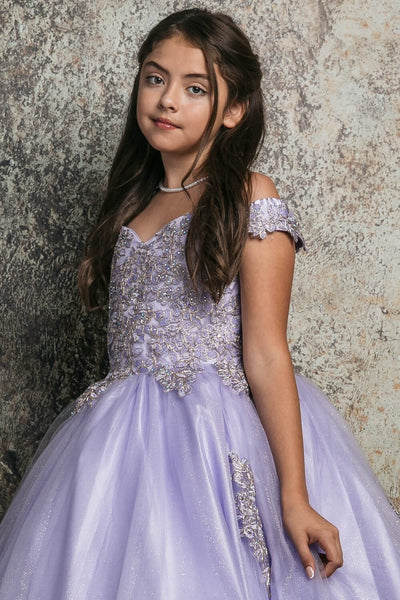 Girls Applique Off Shoulder Gown by Bella Princess C338