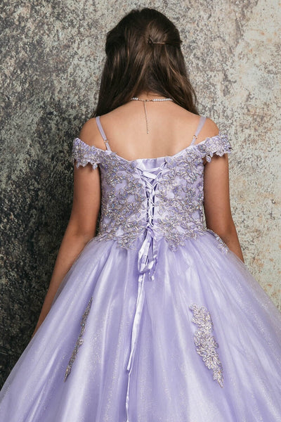 Girls Applique Off Shoulder Gown by Bella Princess C338