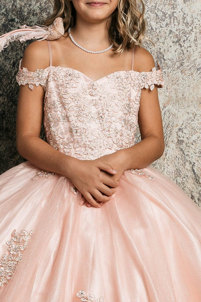 Girls Applique Off Shoulder Gown by Bella Princess C338