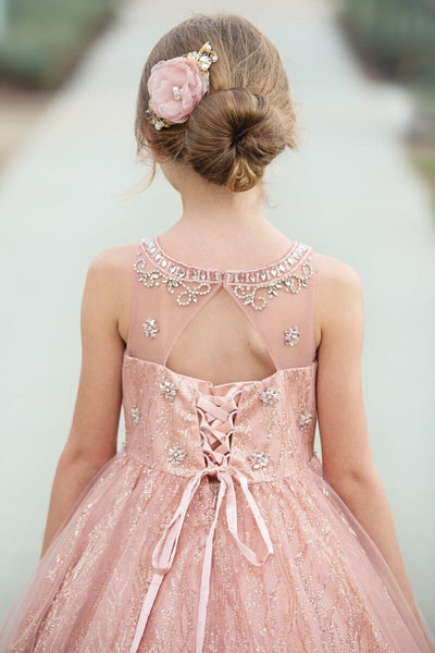 Girls Beaded Sleeveless Glitter Gown by Bella Princess C334