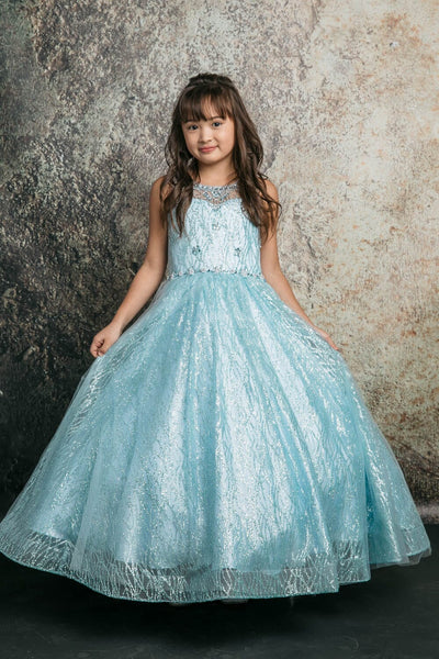 Girls Beaded Sleeveless Glitter Gown by Bella Princess C334