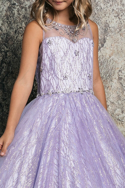 Girls Beaded Sleeveless Glitter Gown by Bella Princess C334