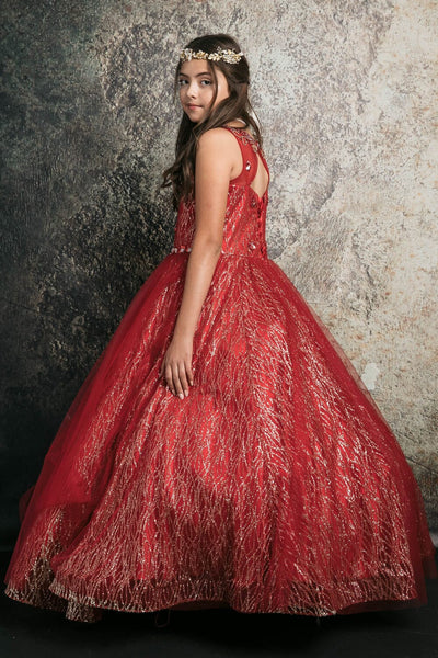 Girls Beaded Sleeveless Glitter Gown by Bella Princess C334