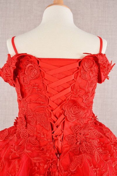 Girls Embroidered Cold Shoulder Gown by Elizabeth K GK112 - Girls Formal Dresses