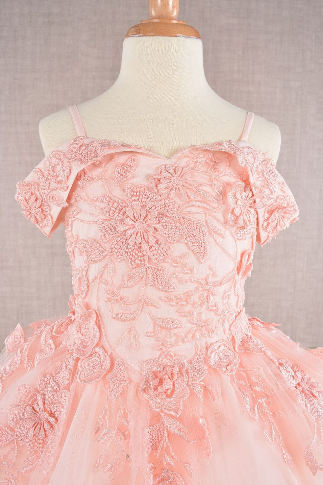 Girls Embroidered Cold Shoulder Gown by Elizabeth K GK112 - Girls Formal Dresses