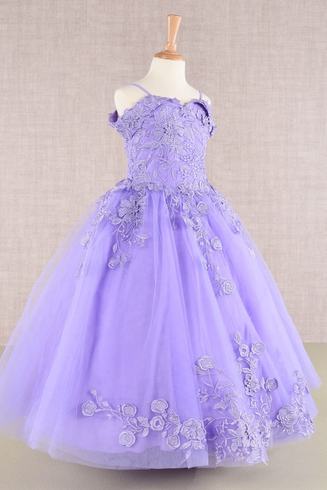 Girls Embroidered Cold Shoulder Gown by Elizabeth K GK112 - Girls Formal Dresses
