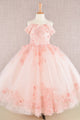 Girls Embroidered Cold Shoulder Gown by Elizabeth K GK112 - 2 / Blush - Girls Formal Dresses