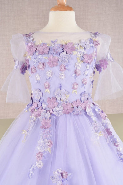 Girls Embroidered Short Sleeve Gown by Elizabeth K GK107 - Girls Formal Dresses