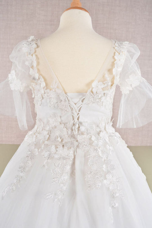 Girls Embroidered Short Sleeve Gown by Elizabeth K GK107 - Girls Formal Dresses