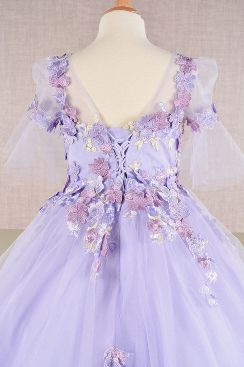 Girls Embroidered Short Sleeve Gown by Elizabeth K GK107 - Girls Formal Dresses