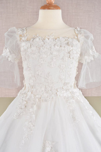 Girls Embroidered Short Sleeve Gown by Elizabeth K GK107 - Girls Formal Dresses