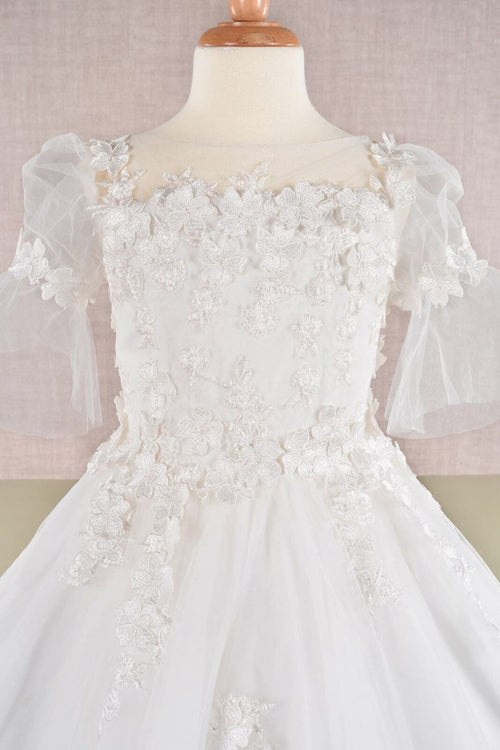 Girls Embroidered Short Sleeve Gown by Elizabeth K GK107 - Girls Formal Dresses