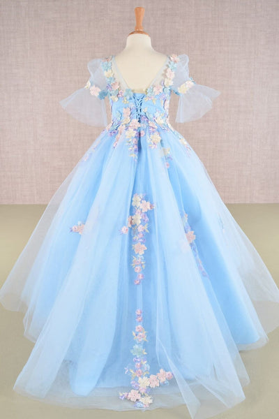 Girls Embroidered Short Sleeve Gown by Elizabeth K GK107 - Girls Formal Dresses