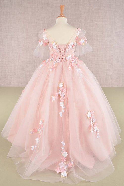 Girls Embroidered Short Sleeve Gown by Elizabeth K GK107 - Girls Formal Dresses