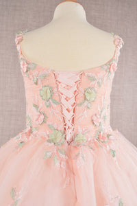 Girls Floral Applique Sleeveless Gown by Elizabeth K GK109 - Girls Formal Dresses