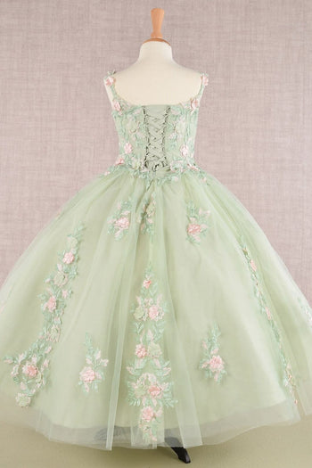 Girls Floral Applique Sleeveless Gown by Elizabeth K GK109 - Girls Formal Dresses