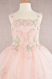 Girls Floral Applique Sleeveless Gown by Elizabeth K GK109 - Girls Formal Dresses