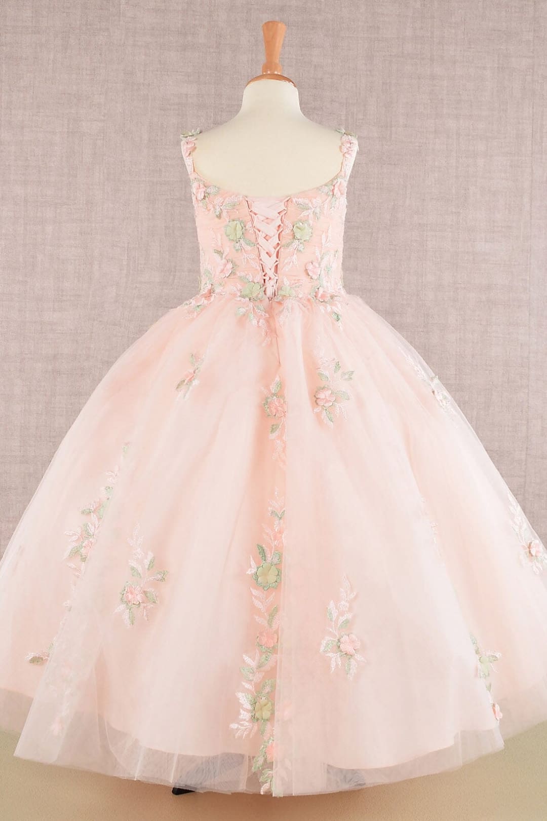 Girls Floral Applique Sleeveless Gown by Elizabeth K GK109 - Girls Formal Dresses