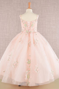 Girls Floral Applique Sleeveless Gown by Elizabeth K GK109 - Girls Formal Dresses