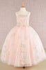 Girls Floral Applique Sleeveless Gown by Elizabeth K GK109 - 2 / Blush - Girls Formal Dresses