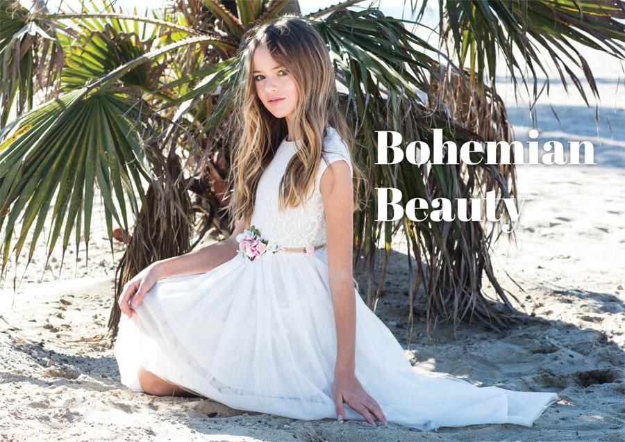 Girls High Low Dress with Lace Bodice and Floral Belt by Calla SLD1177