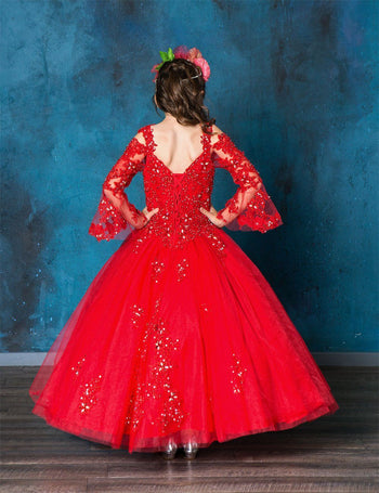 Calla KY229 Girls Lace Bell Sleeve Ball Gown