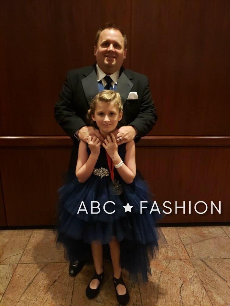 Calla D825 Girls Layered High-Low Dress with Lace Bodice